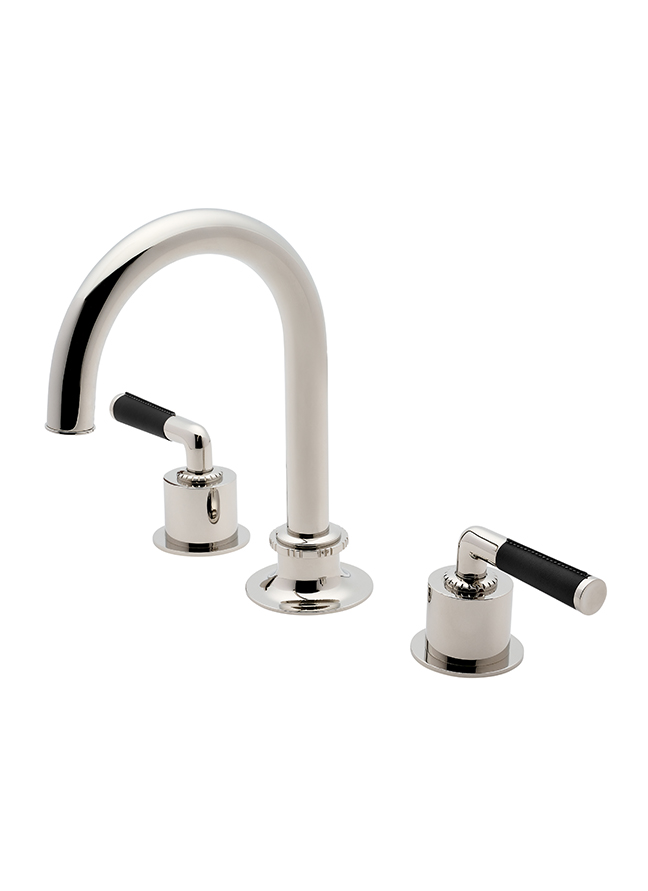 Henry Chronos Gooseneck Faucet with Black Leather Handles