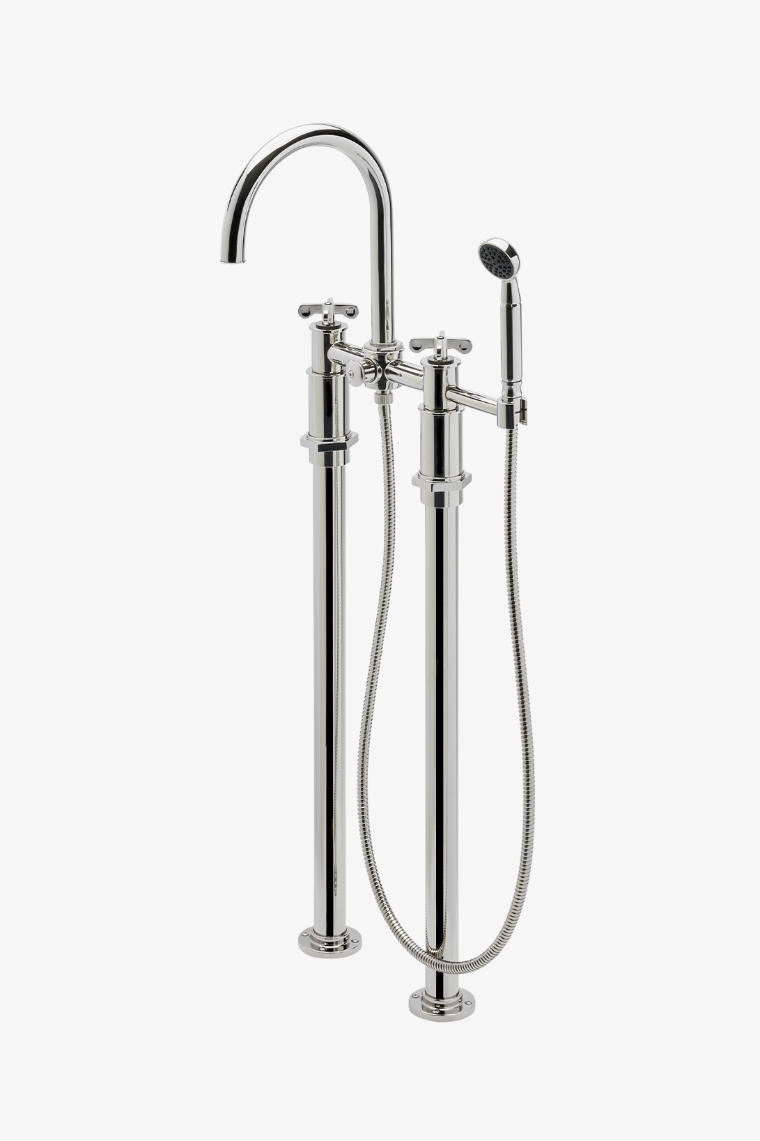 Henry Floor Tub Filler, Two-Tone Cross Handles