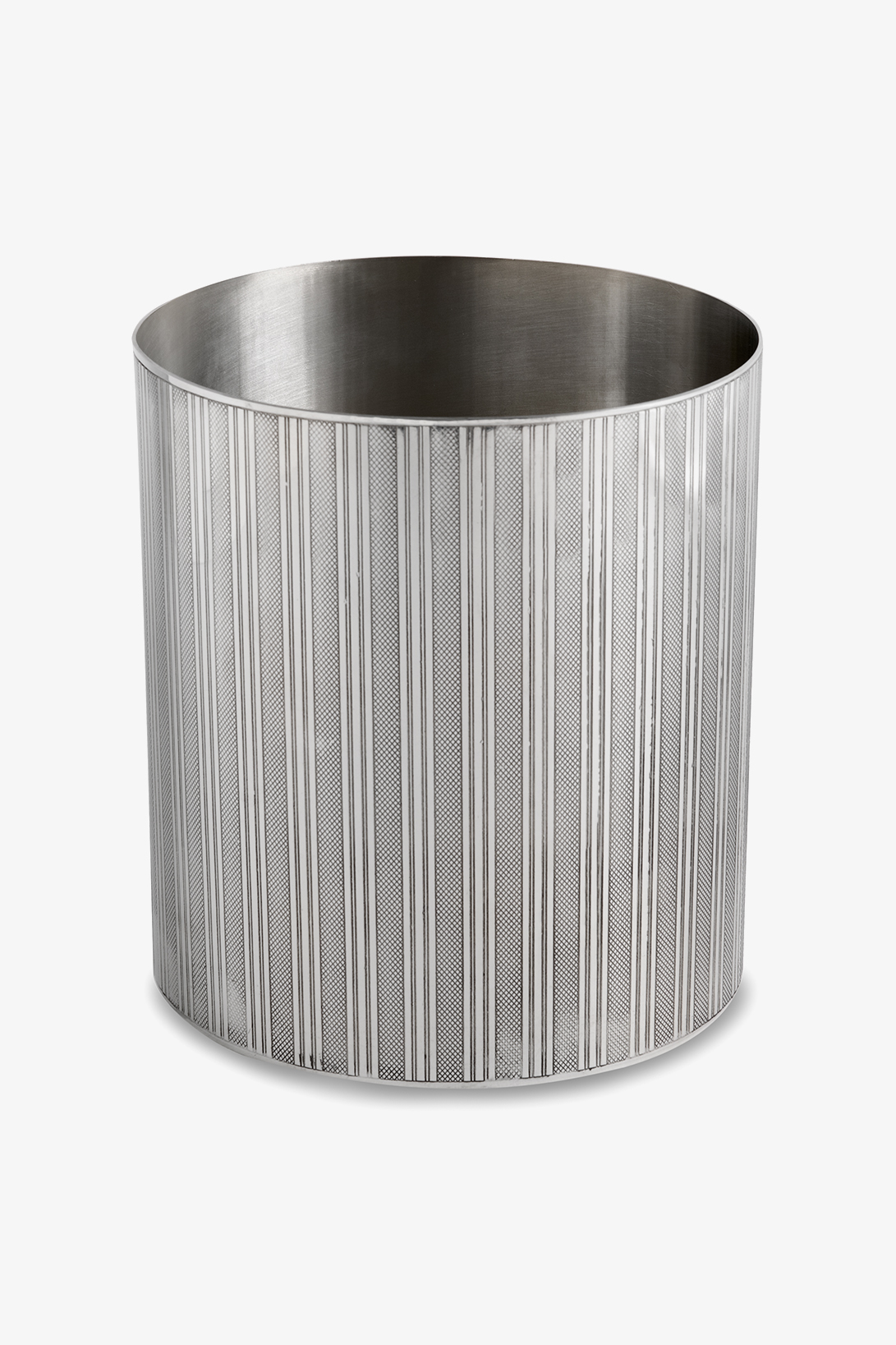 Engine Turned Pewter Oval Waste Can