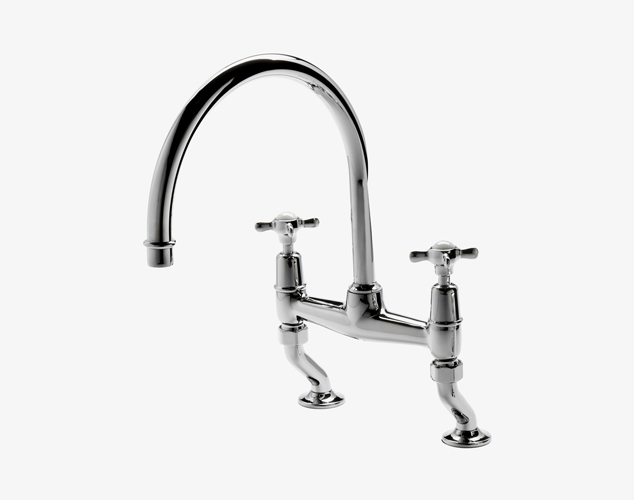 Easton Classic Two Hole Bridge Gooseneck Kitchen Faucet 