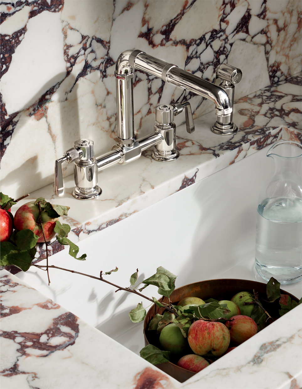 R.W. ATLAS FAUCET IN NICKEL, KEYSTONE SLAB COUNTERTOP CONTACT A PRODUCT EXPERT