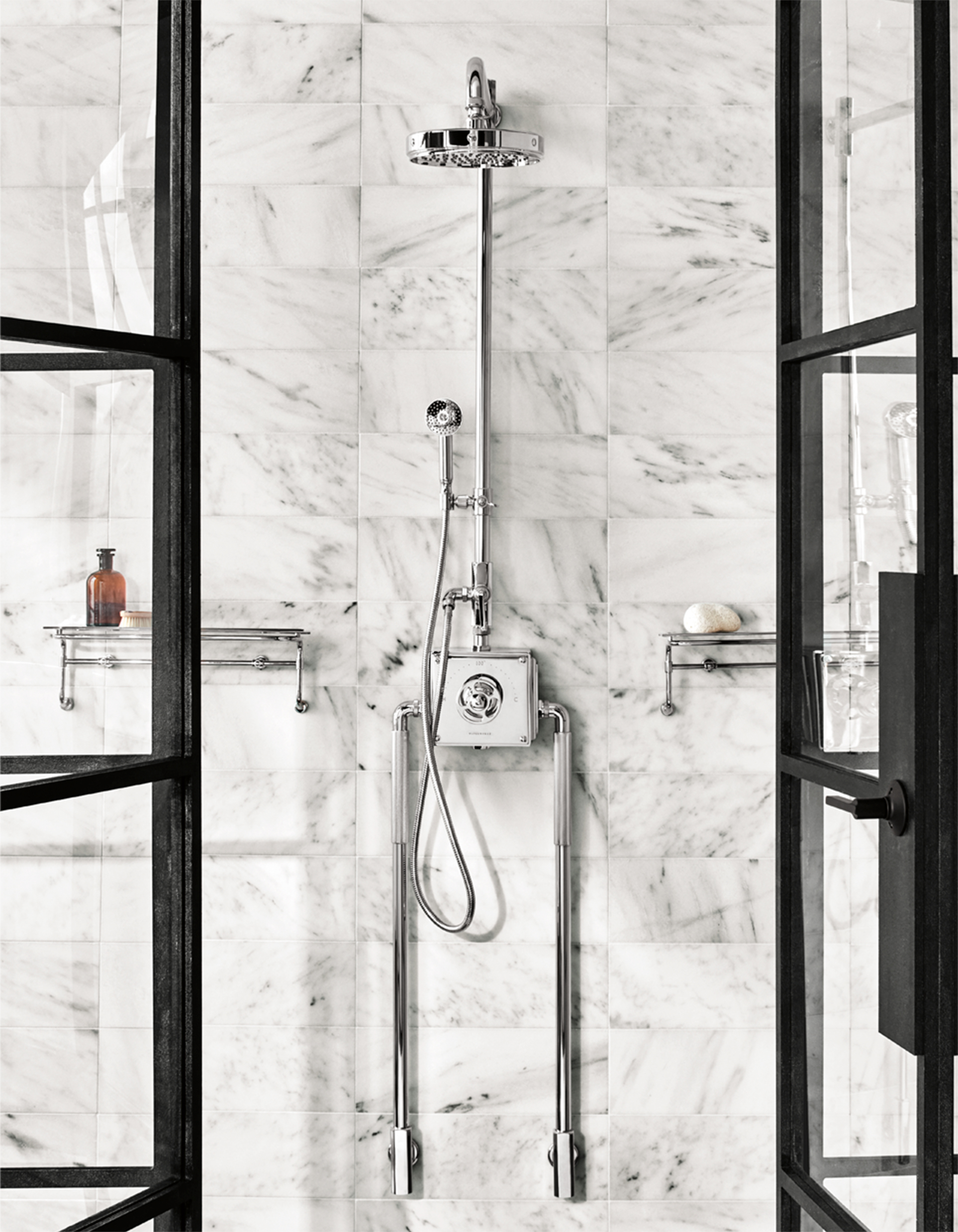 R.W. EXPOSED SHOWER SYSTEM WITH HANDSHOWER DIVERTER AND LEVER HANDLE